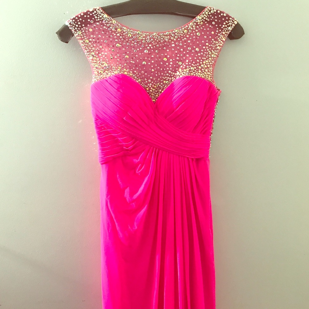 Pink studded prom dress